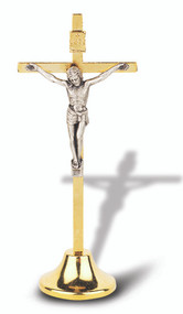 3.75" Gold Standing Crucifix with Silver Corpus 