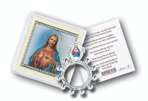 Sacred Heart of Jesus Finger Rosary, with Gold Stamped Holy Card
Packaged in a clear soft pouch, 3" x 3"  
Made in Italy
