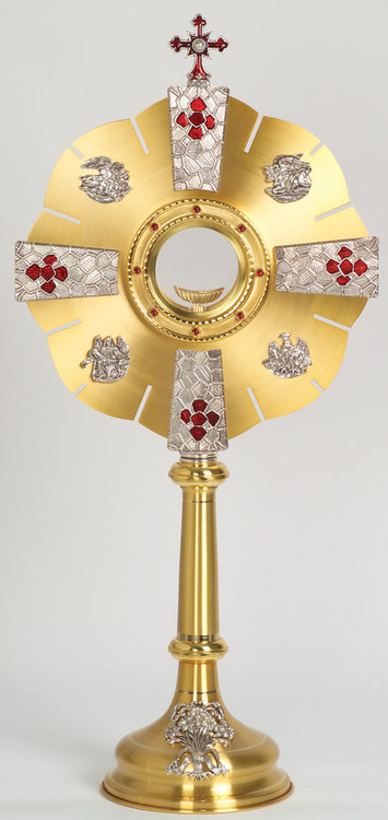 Gold and Silver monstrance, Two-tone satin monstrance, Gold Catholic ostensorium