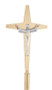 Risen Christ Lightweight Aluminum Cross. 10-1/2" x 17". 78"H., 12" base. In satin brass or satin bronze. 