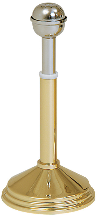 Stainless steel sprinkler with a polished brass stand or a 24K Gold plated stand