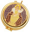 24K gold plate pyx. Enameled emblem on cover. Dimensions are 2" x 5/8".  Host Capacity-7 (Based on 1 1/8" host). Use with burse K3110 sold separately. 