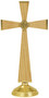 Brass and oak sanctuary appointment. Altar Cross is highly polished and clear lacquered.  Dimensions: 24" height, 7" base, Brass tips. Furnished in light oak or dark oak wood. Add silver oxidized corpus (Item 757C) for an additional cost. 