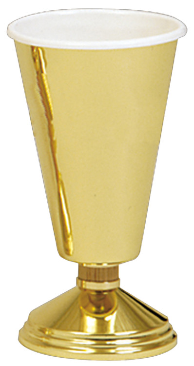 High Polished Brass Vase. 11" height, 5" base. Comes with liner, but extra liners can be ordered