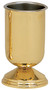 Vase is a solid brass with a high polished finish. 9˝H., 5˝ base, with a stainless steel liner.