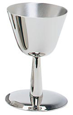 High Polished Stainless Steel. 3.5" Base, 5 3/4" height, 3 1/4" diameter cup, 8 ounce capacity. High Polished Inside available at an additional price. Complements Ciborium 555