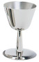 High Polished Stainless Steel. 3.5" Base, 5 3/4" height, 3 1/4" diameter cup, 8 ounce capacity. High Polished Inside available at an additional price. Complements Ciborium 555