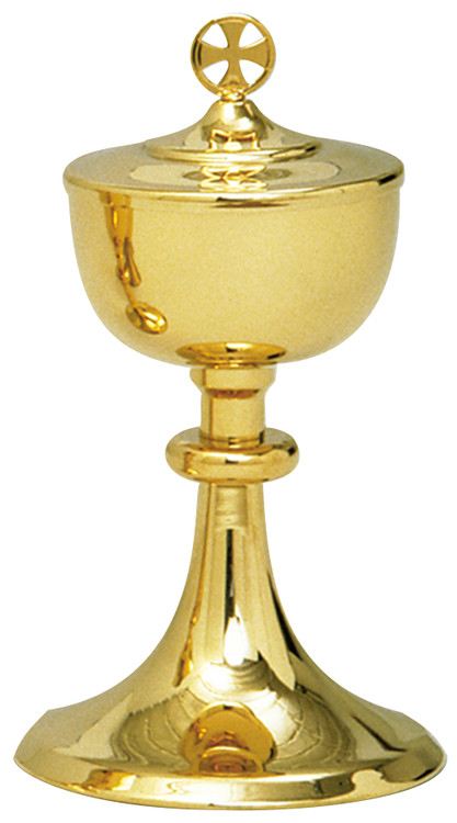 Gold plated, 4" Base. 9" height, 4" diameter cup. 300 host capacity (Based on 1 1/8" Host). Complements Chalice 441