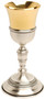 Gold and silver plated,.  7 3/8" height, 43" diameter cup, 4 " base, 4 ounce capacity