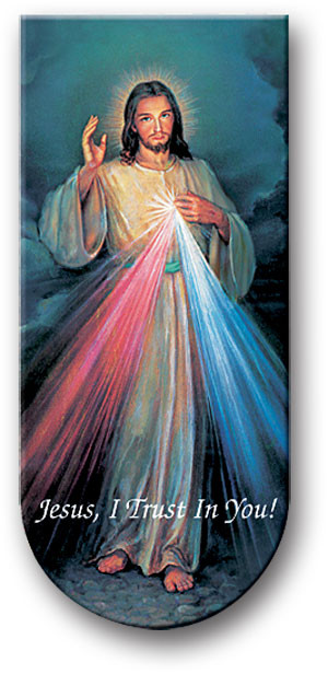 Divine Mercy 3" Magnetic Bookmark with Italian Artwork & Prayer on Reverse side