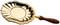 Gold plated communion paten
5 3/4" x 8 3/4"  with wood handle
Engraved with "IHS"
Deluxe vinyl case included