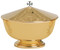Bowl and Cover. 24k gold plated, 10˝ dia., 8˝H. with cover, 5-1⁄4˝H. bowl, 2,000 host cap.
Host capacity based on 1-1/8" host.




