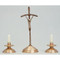 Pope John Paul Crucifix. Bronze, Satin Finish Crucifix. Oxidized Silver Corpus. 15" Height. 5" Base. Complementary Candlestick K525-CS