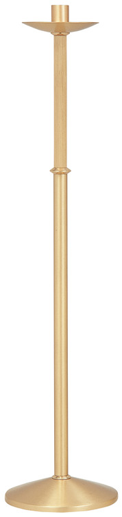 Processional Torch. Dimensions: 44" Height, 10 1/2" Base, 1 1/2" Socket. Top Section is Removable - Breaks at the Node. Shaft of top section has textured finish. Available in Satin Brass, Satin Bronze, Polished Brass or Polished Bronze finish