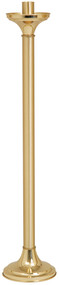 Two Tone Brass Finish Rigid Paschal Candlestick. Dimensions: 42" Height, 9" Base, 1 15/16" Socket.

 