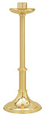 Brass Two Tone finish Paschal Candle Holder. Dimensions: 28" Height, 10 1/2" Base, 2 1/2" Socket. Low Profile