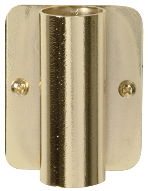 Bright Brass plated permanent torch pew bracket is 3"H x  2 3/8"W. Extends out 1 1/4" from Pew