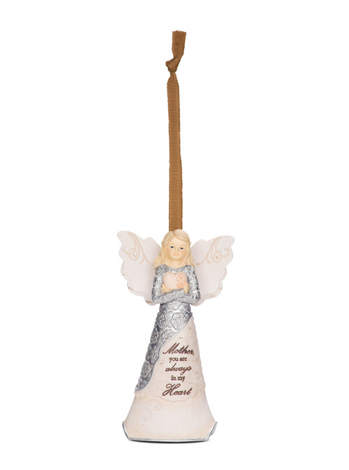 4.5" Angel Holding Heart Ornament
 
Inscribed with: "Mother you are always in my Heart"