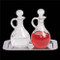 Cruet & Tray Set. Polished Stainless Steel Tray measures 6 1/2" x 9 1/2". Cruets 6" High, 10 oz. Capacity. Tray and Cruets can be purchased separately

 