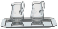  Engraved Cruets measure 3 1/2" High. Cruets have a 4 oz. Capacity.  Tray not included