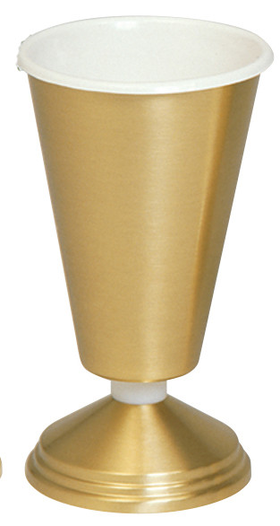 Vase with Aluminum Liner. 10˝H., 5˝ base. Metal nodes can be substituted for nylon at no extra charge.