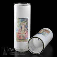 St. Kateri 3 Day or  5/6/7 Day Reusable Glass Globes ~ Full color image, produced on highly durable film. For use with Inserta Lites. Globes are sold Individually or by the case (Box of 12) - Please make selection. Inserta Lite Candles are purchased separately