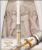 The "Way Of The Cross"™ is an imposing 51% beeswax paschal candle created with precise, skilled handwork that portrays the 14 stations of the cross in sculptured images of high relief. The brilliant cross with its faceted appearance of hand wrought gold is a striking contrast to the rough cut, grey stone-like bands trimmed with burnished hand wrought silver. Complimantary to both traditional and contemporary church decors! Due to the workmanship required to benchcraft each candle, please allow four weeks for the creation and delivery of your paschal candle