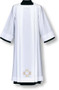 Surplice-alb in Terlenka, with embroidered crosses in gold threads.
Square neck with four pleats front and back. 
Easy to launder, wash-and-wear fabric
Normally ships within 32 working day(s), with the exception of hand-embroidered and custom orders.
All sizes measured from top of shoulder to hem.
These items are imported from Europe. Please supply your Institution’s Federal ID # as to avoid an import tax.  Please allow 3-4 weeks for delivery if item is not in stock