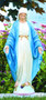 33" Blessed Mother Outdoor Cement Statue. Decorate your garden with this beautiful statue of the Blessed Mother. This handcrafted statue comes in a detailed stain or natural cement color. 
Statue is 32.5"H. Weight is 78lbs. Dimensions : 14.5"Width. 
The Base is 8.25" Sq. 
NOTE: Statues are hand crafted and take 4-6 weeks for delivery.