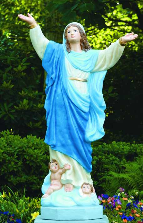 The Assumption of Mary 55" Cement Garden Statue
Detailed Stain Finish
Details:
Height 55"
34"Width
17"Base Octagonal
Weight: 329 lbs
Detailed stain or natural cement finish
Made to order. Please allow 4-6 weeks for delivery.
Made in the USA