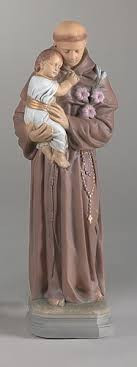 This 18" outdoor cement statue of St. Anthony is handcrafted.  The St Anthony Cement Outdoor statue is available in a natural cement or detailed stain finish. Dimensions:  Height: 16", BW: 4.5", BL: 4.25", Weight 9 lbs.  The statue is made to order and takes 4-6 weeks for delivery.  Made in the USA