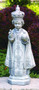 This statue of the Infant of Prague is a unique and beautiful addition to your garden. This statue comes in two finishes, natural cement and detailed stain.  
Dimensions: 25"H x 10.5"W x 6"BL x 7"BW, 
Weight 37 lbs
Handcrafted and Made to Order ~ Allow 4-6 weeks for delivery.
Made in the USA