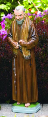This 26" cement statue of Padre Pio will be a wonderful addition to your garden. The Padre Pio statue comes in two finishes Natural Cement finish and a Detailed Stain finish.   Statue is handcrafted and made to order so allow 4-6 weeks for delivery. Made in the USA. 
St. Padre Pio 128526
H:25", BW: 6.5", BL: 5.5"
Weight: 30 lbs