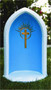 This 24"H cast stone pointed grotto features a gorgeous cross detailing at the center. This 24"H pointed grotto is designed to display an 18"H statue. You can find this in a natural cement color or with detailed stain that includes a blue background, white trim, and a gold cross.
Details:
Base width 15"
Base length 13"
55lbs
Allow 4-6 weeks for delivery
Made in USA
