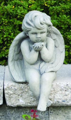 The Outdoor Baby Angel Blowing Kiss Statue.