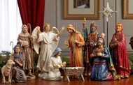 Image of all figures included in the 11-Piece Nativity Set from St. Jude Shop.
