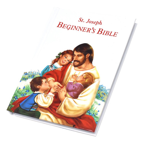 St. Joseph Beginner's Bible by esteemed author Rev. Lawrence G. Lovasik  contains over 40 Bible stories told in simple, clear language and fully illustrated in vibrant color for young children to get them started on their journey with the Bible.  All children will love to read this pocket-size hardcovered book.Gift boxed. CPSIA compliant.  Measures 4 3/8" X 6" ~ 96 pages. Perfect gift for a child!