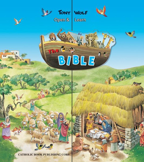 The Open and Learn Bible opens to a panoramic view of 12 books that tell important stories from the Old and and New Testaments. The books are perfect for small hands; the stories are simply told to inspire big imaginations. Each book has 8 pages. 
Measures 12 7/8" X14 1/4" ~ 8 pages 
Perfect gift for a child!