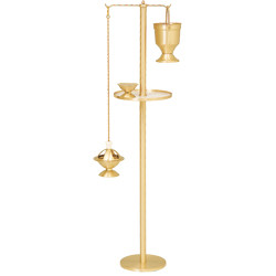 Censer Stand with circular base.  Satin or High Polish Brass. 50"H, 9" or 10" Base. Furnished with a humeral veil hanger for an additional cost. 