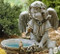 11" Solar Angel Birdbath, Outdoor statue . Dimensions: 10.75"H x 14"W 9"D . Resin/Stone Mix. Weight is approx. 6 lbs.