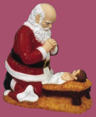 24" Kneeling Santa with Baby Jesus Statue Outdoor/Indoor 