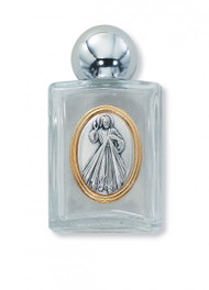 Divine Mercy Raised Medallion on Glass Holy Water Bottle 