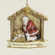Kneeling Santa Nativity Ornament