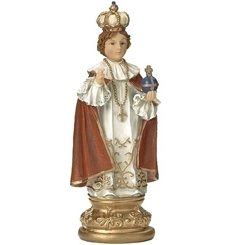 Infant Of Prague with Prayer Card. 3.5"H 1.5"W 1"D. Resin/Stone Mix