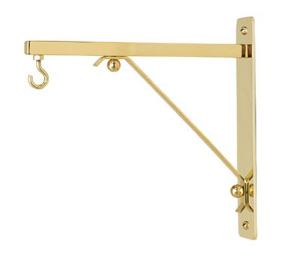 Wall bracket for hanging lamp. Back plate measures 2" by 10". Extends 10" from wall. Available in Satin Bronze or High Polish Brass only