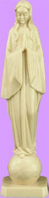 4" or 7" Our Lady of the Universe Statue is carefully crafted and molded in vinyl with an exclusive process for years of lasting use.  Approximate sizes