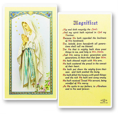 2.5" x 4.5". Clear, laminated Italian holy cards with Gold Accents. Features World Famous Fratelli-Bonella Artwork.