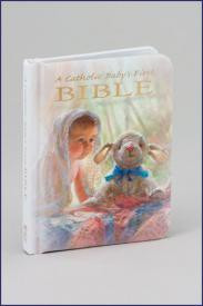 An illustrated First Bible for a Catholic baby that comes complete with certificate and family history pages. White Padded Hardcover with Gold edges. . 3 1/2 x 4 1/2" ~ 96 pgs ~ Gift boxed.

 