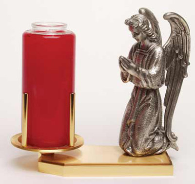 Devotional Candle Holder is 24K gold and antique silver plated. Measurements: 8 3/4" H. x 9 12"W. Weight: 7 lbs. Candle NOT INCLUDED