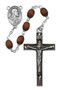  6x8mm Sterling Silver brown wood rosary with a Sacred Heart Centerpiece. Sterling Silver brown wood bead rosary is 23" in length. 